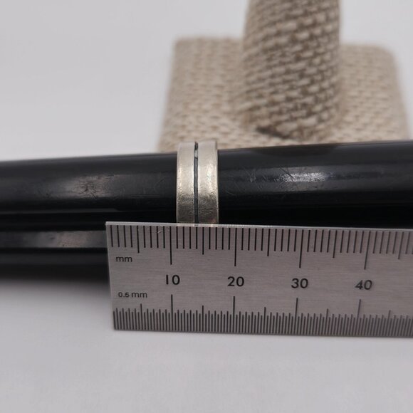 Size 10 Sterling Silver Worn Solid Unisex Ring A1963 - Picture 6 of 7